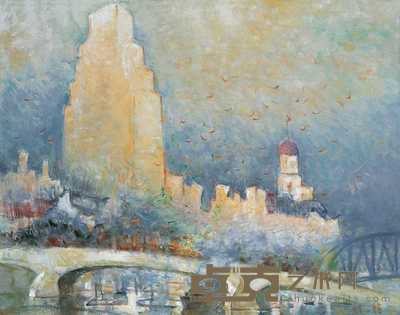胡曰龙 1985年作 上海的早晨 80×100cm